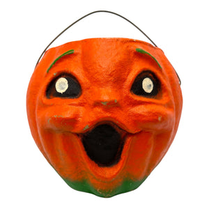 Vintage Halloween Paper Mache Pulp Jack-O'-Lantern Candy Container ~ 1950s at Eerie Emporium. 2