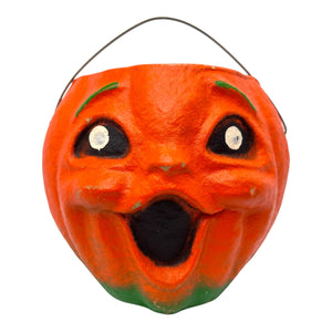 Vintage Halloween Paper Mache Pulp Jack-O'-Lantern Candy Container ~ 1950s at Eerie Emporium.