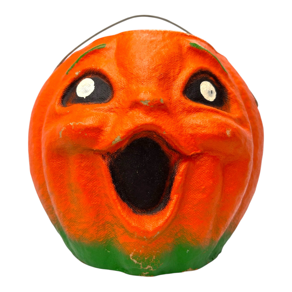 Vintage Halloween Paper Mache Pulp Jack-O'-Lantern Candy Container ~ 1950s at Eerie Emporium. 3