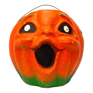 Vintage Halloween Paper Mache Pulp Jack-O'-Lantern Candy Container ~ 1950s at Eerie Emporium. 3