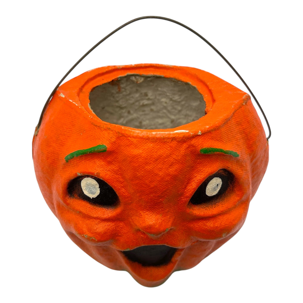 Vintage Halloween Paper Mache Pulp Jack-O'-Lantern Candy Container ~ 1950s at Eerie Emporium. 4