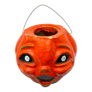 Vintage Halloween Paper Mache Pulp Large JOL Candy Container ~ 1950s / 1960s at Eerie Emporium. 7