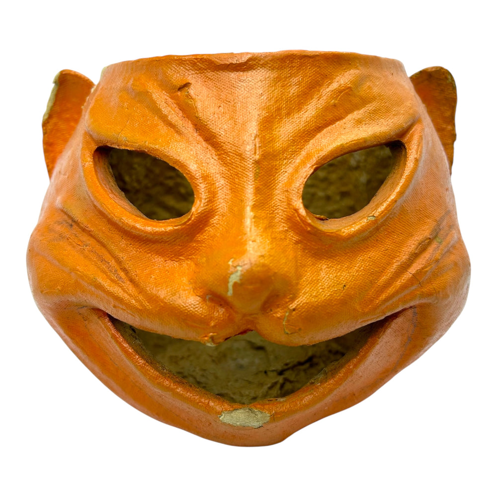 Vintage Halloween Paper Mache Pulp Siamese Cat Orange 1930s/1940s at Eerie Emporium. 3