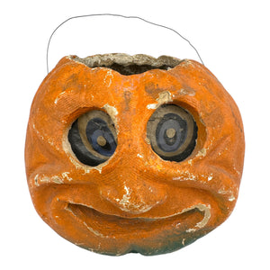Vintage Halloween Paper Mache Pulp Smiling Goofy Face Jack O' Lantern at Eerie Emporium. 2
