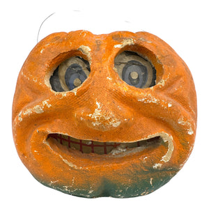 Vintage Halloween Paper Mache Pulp Smiling Goofy Face Jack O' Lantern at Eerie Emporium. 3