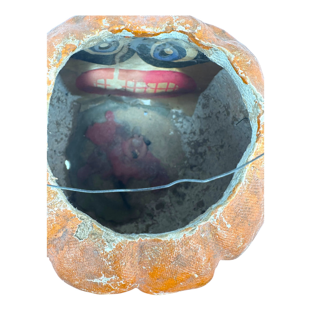 Vintage Halloween Paper Mache Pulp Smiling Goofy Face Jack O' Lantern at Eerie Emporium. 9