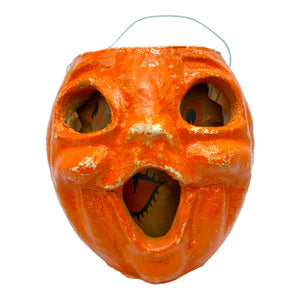 Vintage Halloween Paper Mache Pumpkin ~ 1940s/1950s at Eerie Emporium. 