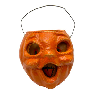Vintage Halloween Paper Mache Pumpkin ~ Original Insert at Eerie Emporium. 