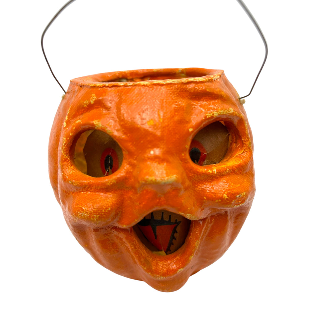 Vintage Halloween Paper Mache Pumpkin ~ Original Insert at Eerie Emporium. 3