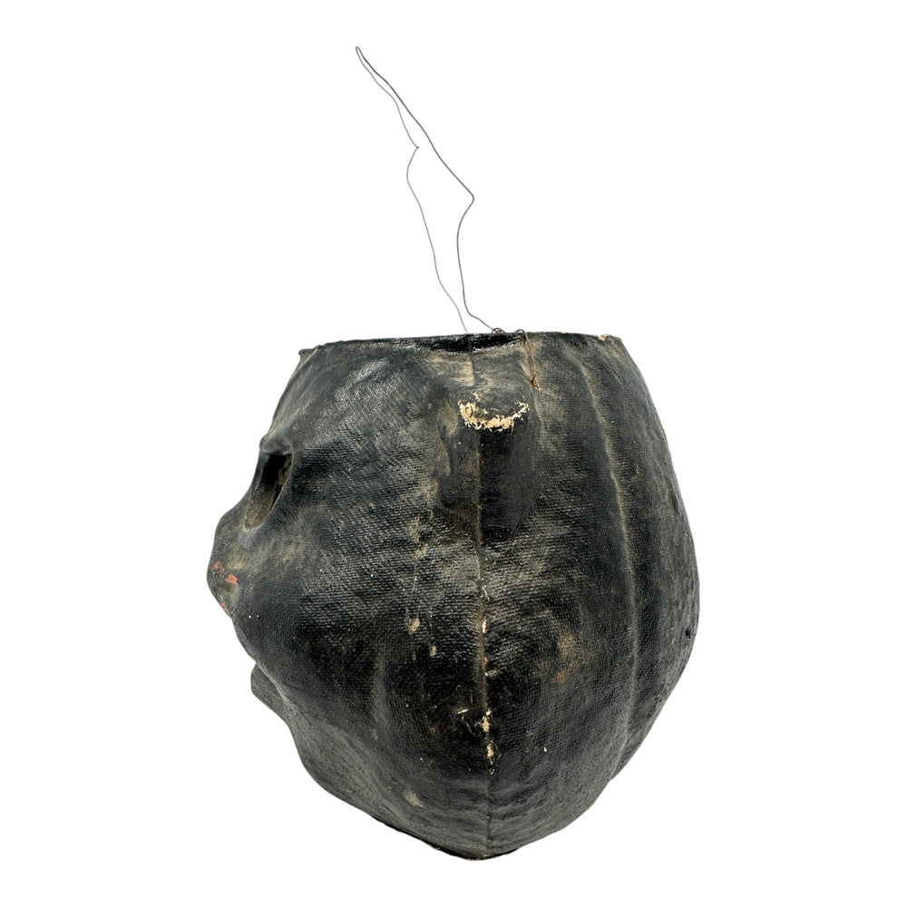 Vintage Halloween Pulp Paper Mache Black Cat Face Lantern from the 1940s/1950s at Eerie Emporium.