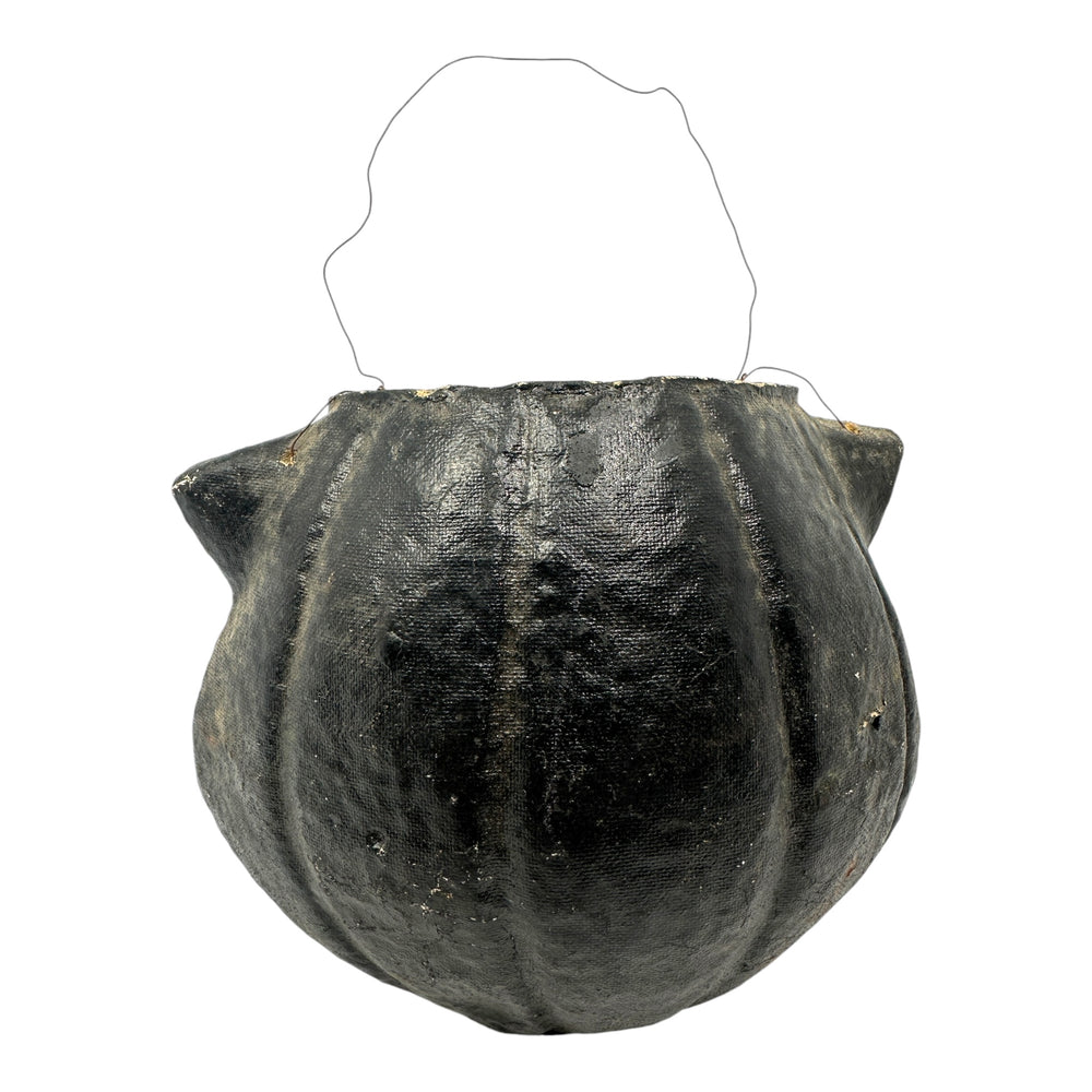 Vintage Halloween Pulp Paper Mache Black Cat Face Lantern from the 1940s/1950s at Eerie Emporium.