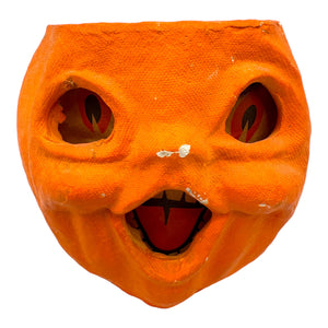 Vintage Halloween Pulp Paper Mache Choir Boy Jack O' Lantern with Face Insert at Eerie Emporium.