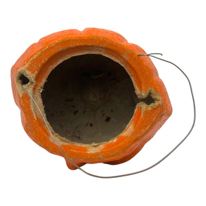Vintage Halloween Pulp Paper Mache Jack-O'-Lantern ~ 1950s Luminous Pumpkin With Sticker Eyes at Eerie Emporium. 10