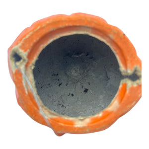 Vintage Halloween Pulp Paper Mache Jack-O'-Lantern ~ 1950s Luminous Pumpkin With Sticker Eyes at Eerie Emporium. 9