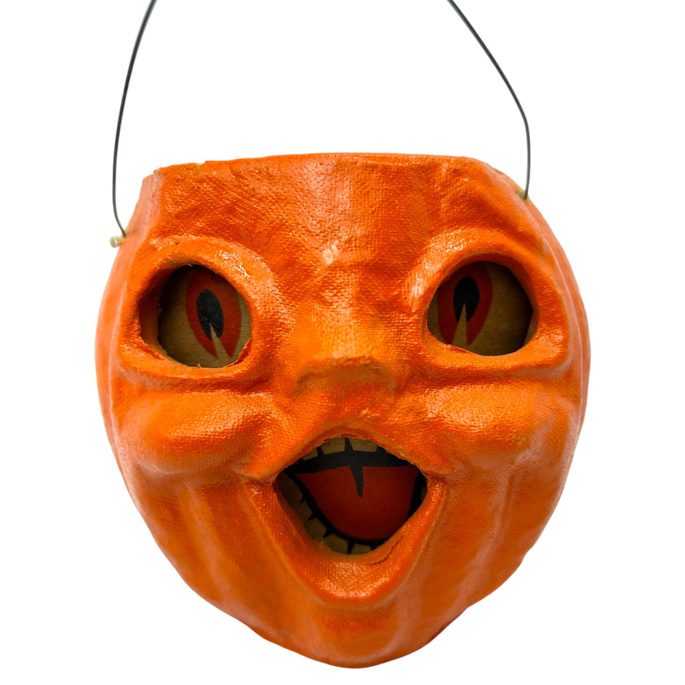 Vintage Halloween Pulp Paper Mache Jack-O'-Lantern with Original Face Insert ~ Choir Boy at Eerie Emporium. 