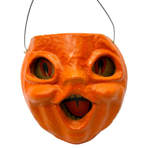 Vintage Halloween Pulp Paper Mache Jack-O'-Lantern with Original Face Insert ~ Choir Boy at Eerie Emporium. 