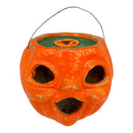 Vintage Halloween Pulp Paper Mache Jack O' Lantern ~ 1950s w/ Battery Operated Lighted at Eerie Emporium.