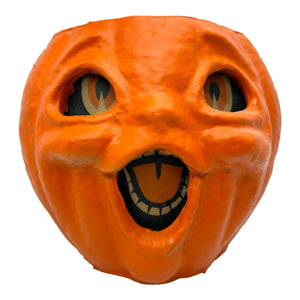 Vintage Halloween Pulp Paper Mache Jack O' Lantern with Face Insert ~ 1940s/1950s at Eerie Emporium. 2