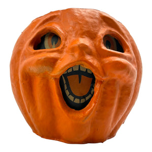 Vintage Halloween Pulp Paper Mache Jack O' Lantern with Face Insert ~ 1940s/1950s at Eerie Emporium. 3