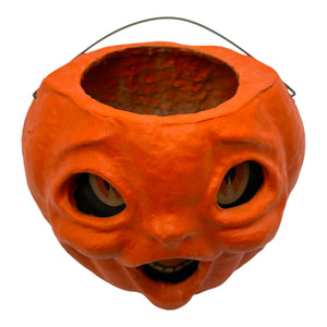 Vintage Halloween Pulp Paper Mache Jack O' Lantern with Face Insert ~ 1940s/1950s at Eerie Emporium. 5