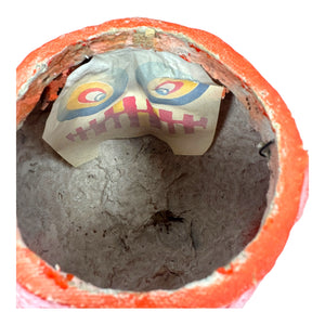 Vintage Halloween Pulp Paper Mache Pumpkin JOL with Original Face Insert from the 1930s - 1950s at Eerie Emporium.