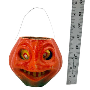 Vintage Halloween Pulp Paper Mache Pumpkin Jack-O'-Lantern ~ Made in USA at Eerie Emporium. 12