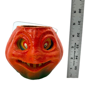 Vintage Halloween Pulp Paper Mache Pumpkin Jack-O'-Lantern with Original Face Insert at Eerie Emporium. 13