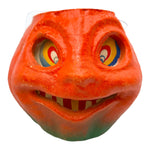 Vintage Halloween Pulp Paper Mache Pumpkin Jack-O'-Lantern with Original Face Insert at Eerie Emporium. 