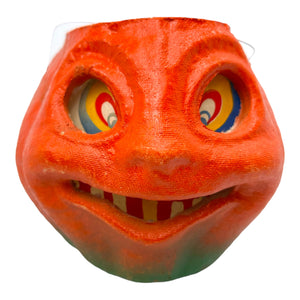Vintage Halloween Pulp Paper Mache Pumpkin Jack-O'-Lantern with Original Face Insert at Eerie Emporium. 