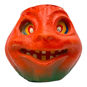 Vintage Halloween Pulp Paper Mache Pumpkin Jack-O'-Lantern with Original Face Insert at Eerie Emporium. 3
