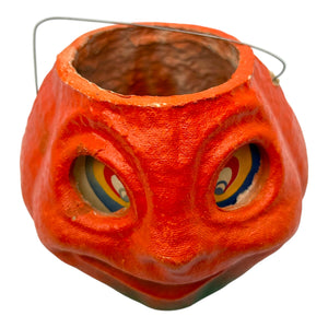 Vintage Halloween Pulp Paper Mache Pumpkin Jack-O'-Lantern with Original Face Insert at Eerie Emporium. 5