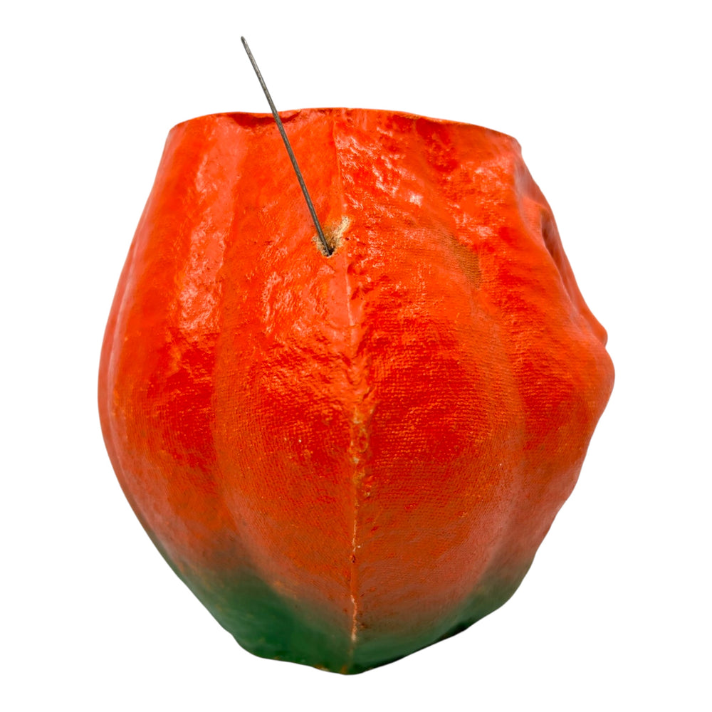 Vintage Halloween Pulp Paper Mache Pumpkin Jack-O'-Lantern with Original Face Insert at Eerie Emporium. 8