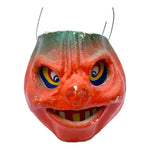 Vintage Halloween Pulp Paper Mache Pumpkin Jack-O'-Lantern with Sinister Smile at Eerie Emporium.