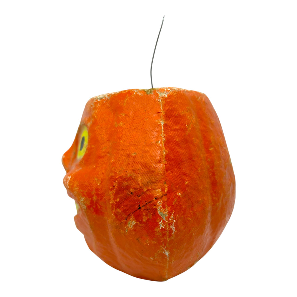 Vintage Halloween Pulp Paper Mache Yellow Features Jack-O'-Lantern ~ 1950s at Eerie Emporium. 5