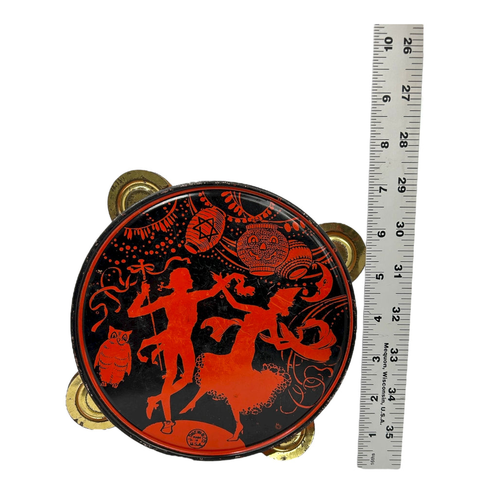 Vintage Halloween Rare J. Chein Tin Tambourine Noisemaker Rare ~ 1920s at Eerie Emporium. 2