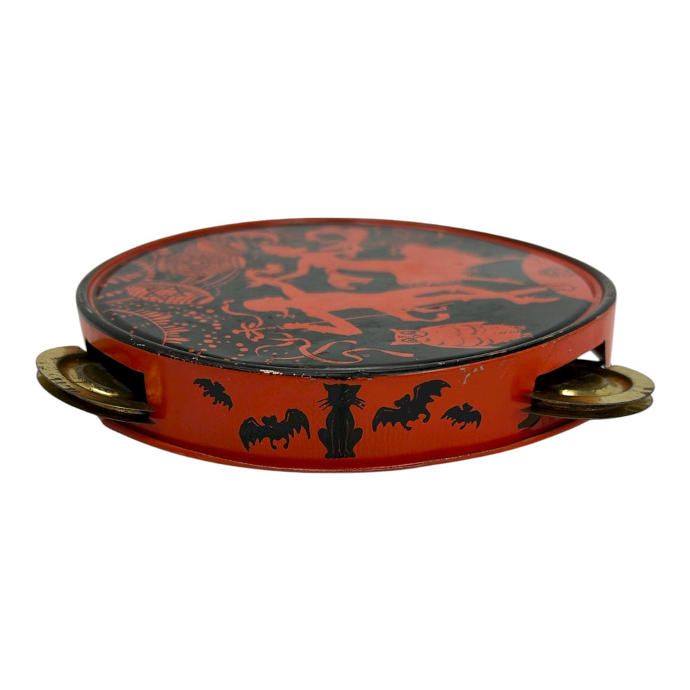 Vintage Halloween Rare J. Chein Tin Tambourine Noisemaker Rare ~ 1920s at Eerie Emporium. 4