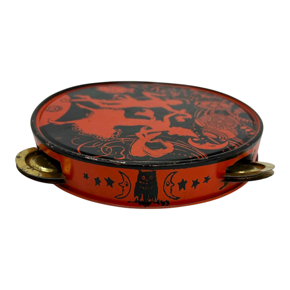 Vintage Halloween Rare J. Chein Tin Tambourine Noisemaker Rare ~ 1920s at Eerie Emporium. 6