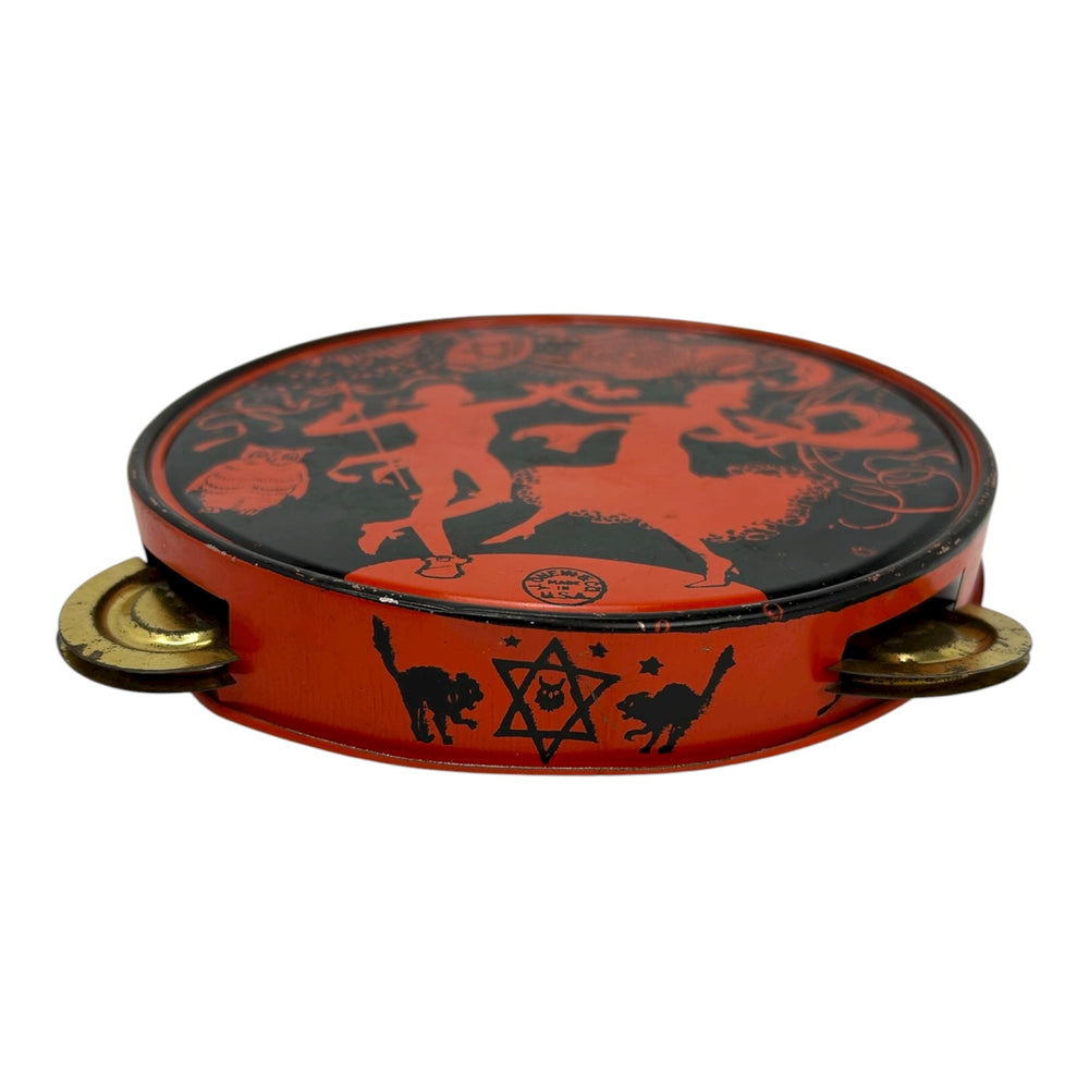 Vintage Halloween Rare J. Chein Tin Tambourine Noisemaker Rare ~ 1920s at Eerie Emporium. 7