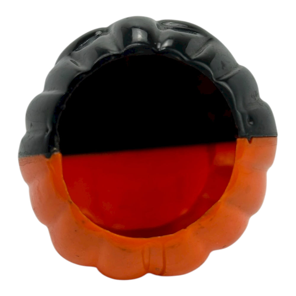 Vintage Halloween Rosbro Jack-O'-Lantern Candy Container with Fangs ~ Black/White Face from the 1950s at Eerie Emporium. 8