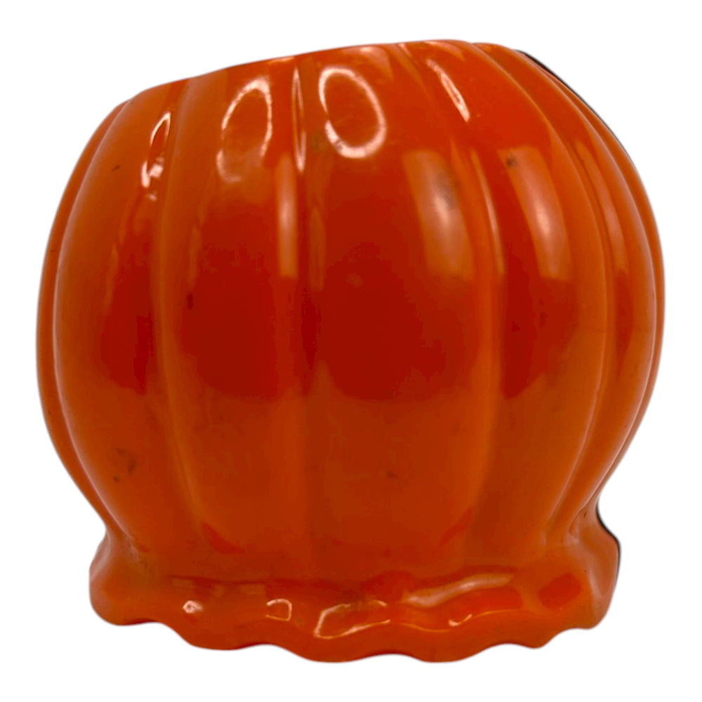 Vintage Halloween Rosbro Jack-O'-Lantern Candy Container with Fangs ~ Black/White Face from the 1950s at Eerie Emporium. 9