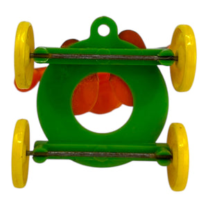 Vintage Halloween Rosbro Plastic Checkered Scarecrow JOL On Wheels ~ Candy Container Toy 1950s at Eerie Emporium. 7