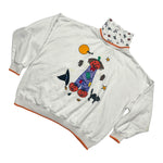 Vintage Halloween Scarecrow Sweater Turtleneck 2XL ~ 1980s/1990s Jack-O-Lantern Black Cat at Eerie Emporium.
