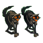Vintage Halloween Scared Black Cat Die Cut Set of 2 ~ Large 21" Made In USA at Eerie Emporium.