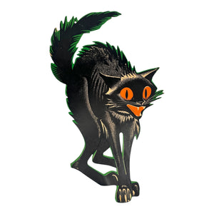 Vintage Halloween Scared Black Cat Die Cut Set of 2 ~ Large 21" Made In USA at Eerie Emporium. 6