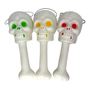 Vintage Halloween Skeleton Blow Mold Trick or Treat Buckets, Set of 3 ~ Skull & Bone 1990s at Eerie Emporium. 2