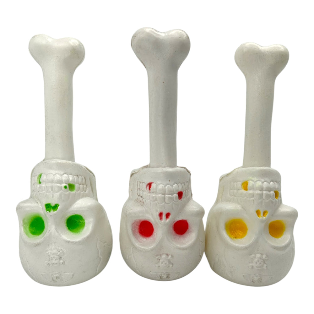 Vintage Halloween Skeleton Blow Mold Trick or Treat Buckets, Set of 3 ~ Skull & Bone 1990s at Eerie Emporium. 6