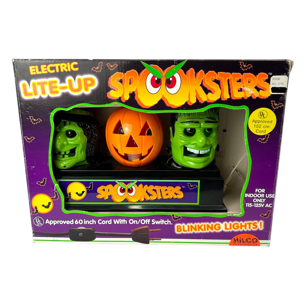 Vintage Halloween Spooksters Blinking Lights Display w/original packaging ~ Frankenstein 1996 at Eerie Emporium.