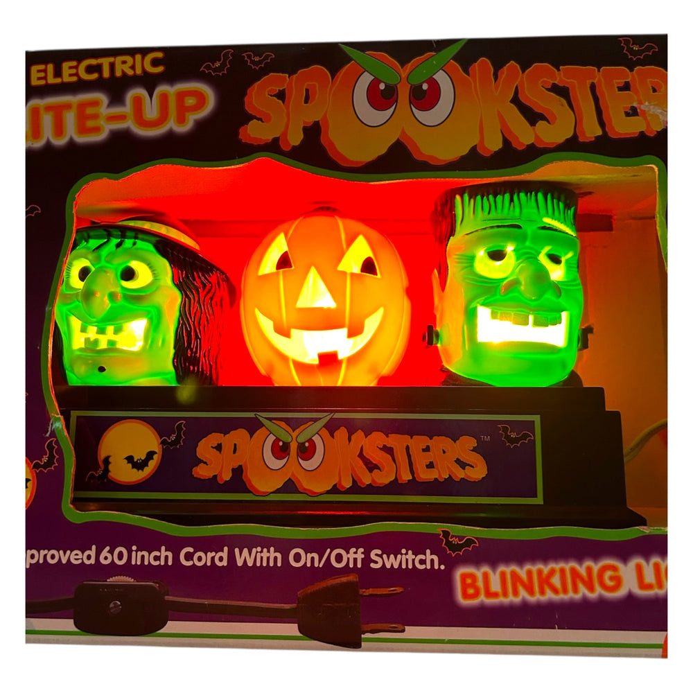 Vintage Halloween Spooksters Blinking Lights Display w/original packaging ~ Frankenstein 1996 at Eerie Emporium. 3