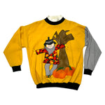 Vintage Halloween Sweater with Felt, Patches, & Scarecrow ~ 1980s/1990s L/XL at Eerie Emporium.