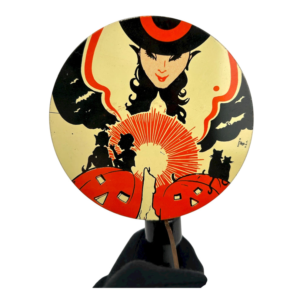 Vintage Halloween T. Cohn Tin Clanger Witch Noisemaker from the 1930s at Eerie Emporium. 4